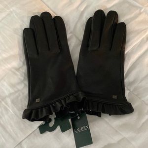 Lauren Ralph Lauren Black Leather Gloves